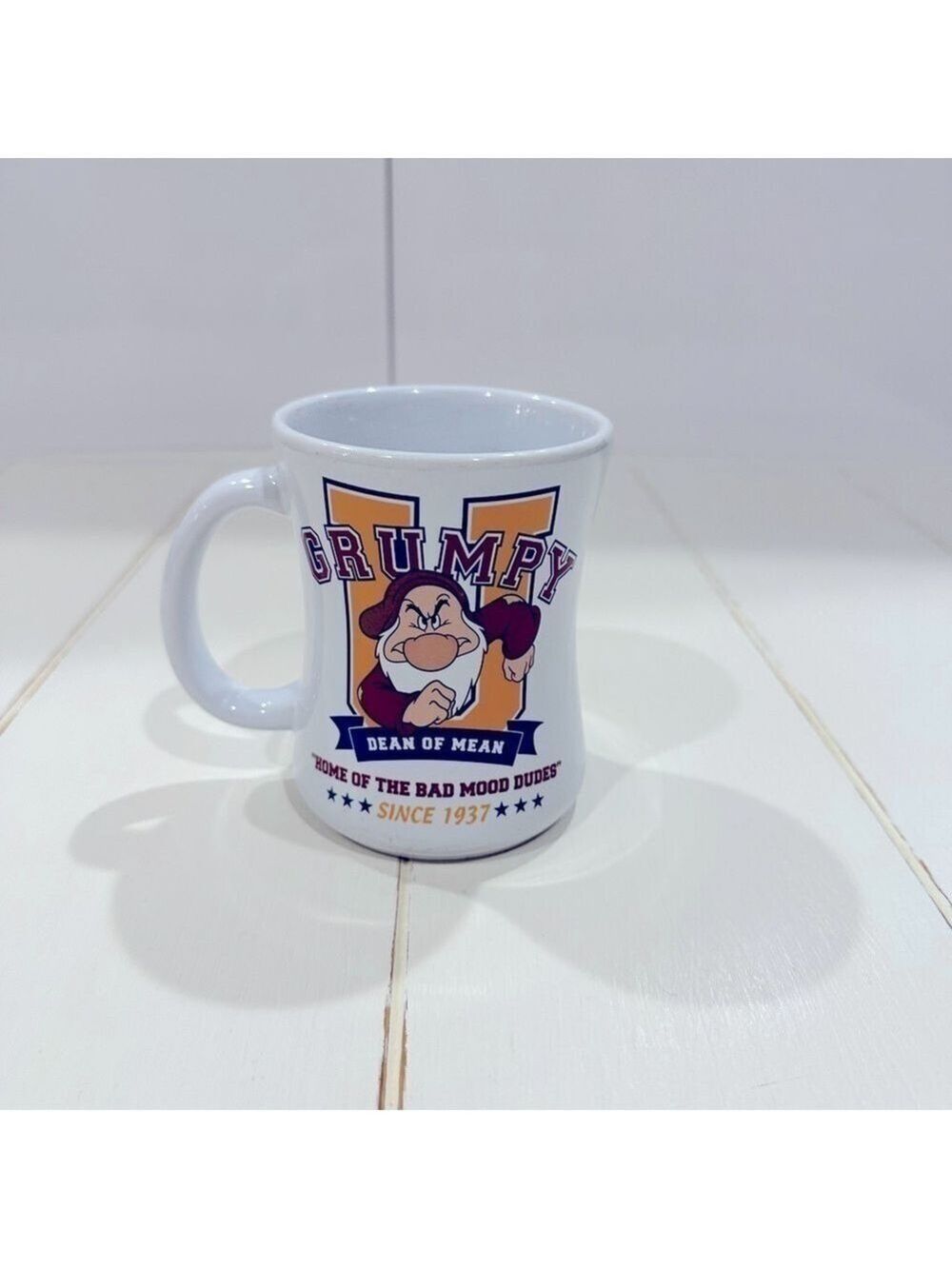 Disney Grumpy Dwarf Mug – “Dean of Mean” White Ceramic Coffee Cup 11-12 OZ